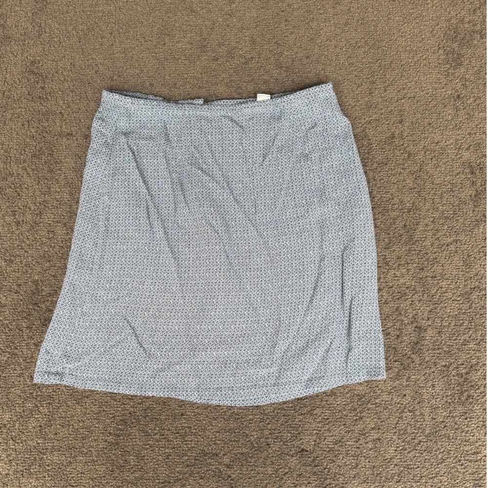 Old Navy Blue White Geometric Print Rayon Mini Skirt Size 6 Zip Back Casual‎